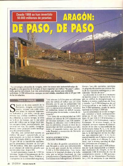 Revista Tr�fico, n� 104 (febrero/marzo de 1995). Carreteras auton�micas. Arag�n: de paso, de paso