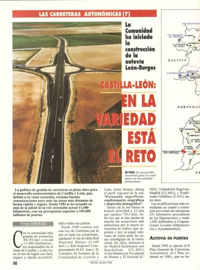 Revista Tr�fico, n� 110 (octubre de 1995). Carreteras auton�micas. Castilla y Le�n: en la variedad est� el reto
