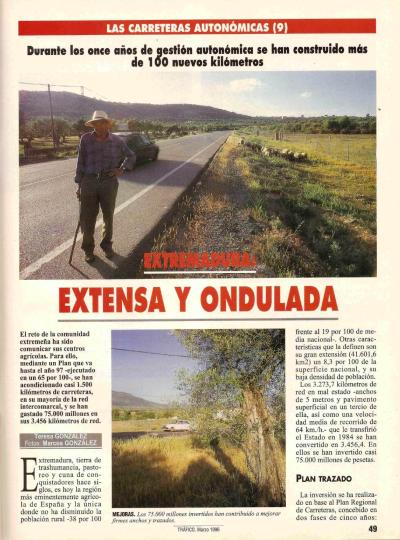 Revista Tr�fico, n� 113 (marzo de 1996). Extremadura: extensa y ondulada