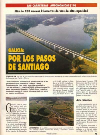 Revista Tr�fico, n� 114 (abril de 1996). Carreteras auton�micas. Galicia: por los pasos de Santiago