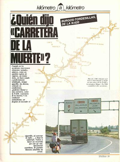 Revista Tr�fico, n� 3 (septiembre de 1985). Kil�metro y kil�metro: Burgos-Tordesillas (N-620). �Qui�n dijo 