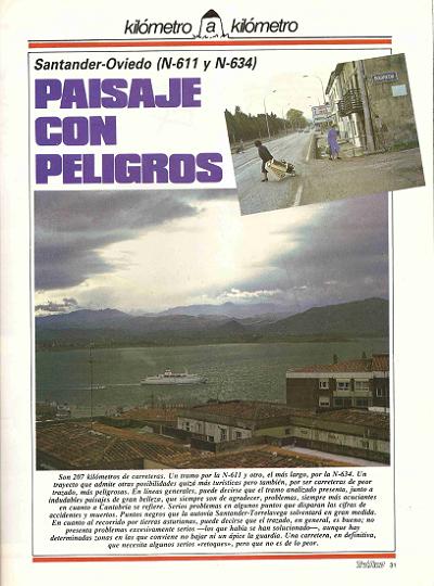 Revista Tr�fico, n� 6 (diciembre de 1985). Kil�metro y kil�metro: Santander-Oviedo (N-611 y N-634). Paisaje con peligros