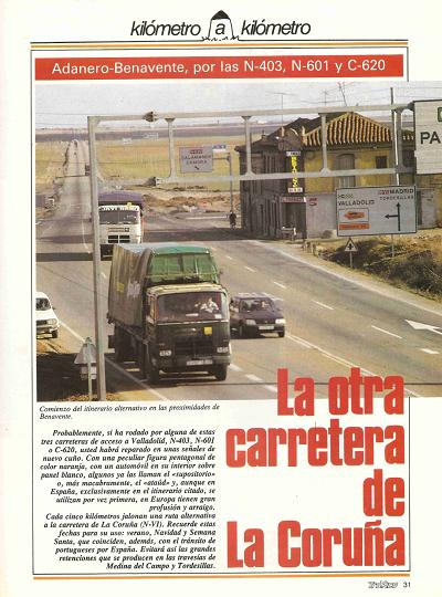 Revista Tr�fico, n� 9 (marzo de 1986). Kil�metro y kil�metro: Adanero-Benavente, por el itinerario 