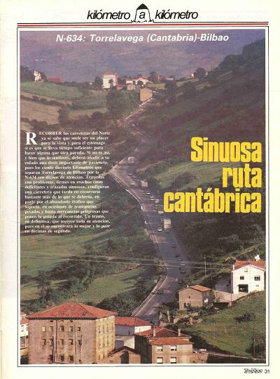 Revista Tr�fico, n� 17 (diciembre de 1986). Kil�metro a kil�metro: Torrelavega (Cantabria)-Bilbao (N-634). Sinuosa ruta cant�brica