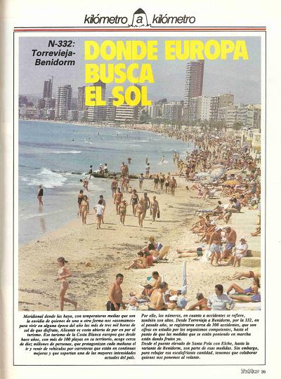 Revista Tr�fico, n� 23 (junio de 1987). Kil�metro y kil�metro: Torrevieja-Benidorm (N-332). Donde Europa busca el sol
