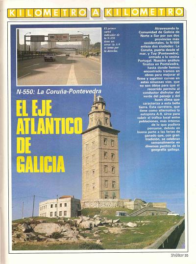 Revista Tr�fico, n� 45 (junio de 1989). Kil�metro y kil�metro: La Coru�a-Pontevedra (N-550). El eje Atl�ntico de Galicia