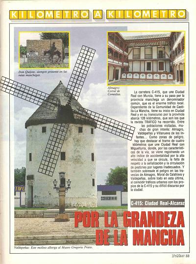 Revista Tr�fico, n� 47 (septiembre de 1989). Kil�metro y kil�metro: Ciudad Real-Alcaraz (C-415). Por la grandeza de La Mancha