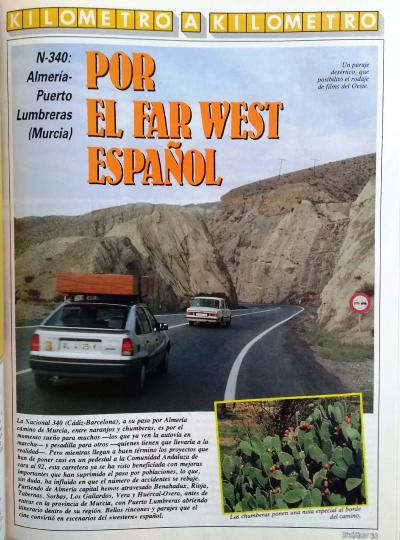 Revista Tr�fico, n� 50 (diciembre de 1989). Kil�metro a kil�metro: Almer�a-Puerto Lumbreras (N-340). Por el Far West espa�ol