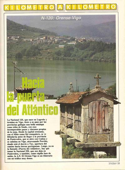 Revista Tr�fico, n� 59 (octubre de 1990). Kil�metro y kil�metro: Orense-Vigo (N-120). Hacia la puerta del Atl�ntico