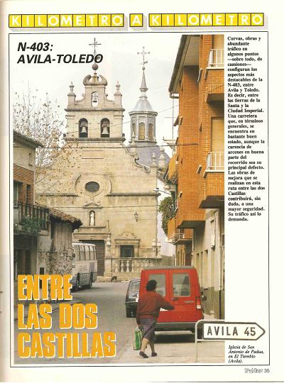 Revista Tr�fico, n� 63 (febrero de 1991). Kil�metro y kil�metro: �vila-Toledo (N-403). Entre las dos Castillas