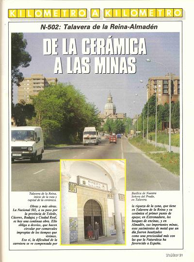 Revista Tr�fico, n� 67 (junio de 1991). Kil�metro y kil�metro: Talavera de la Reina-Almad�n (N-502). De la cer�mica a las minas
