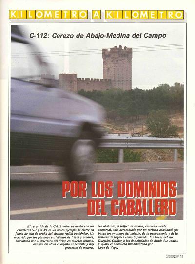 Revista Tr�fico, n� 68 (julio-agosto de 1991). Kil�metro y kil�metro: Cerezo de Abajo-Medina del Campo (C-112). Por los dominios del caballero