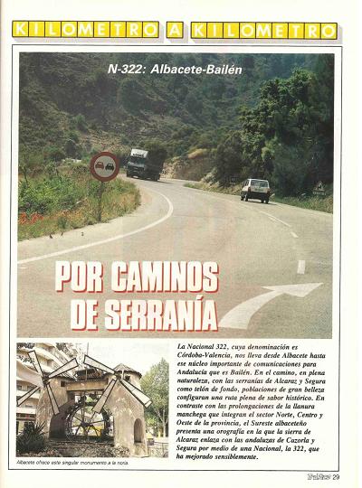 Revista Tr�fico, n� 69 (septiembre de 1991). Kil�metro y kil�metro: Albacete-Bail�n (N-322). Por caminos de serran�a