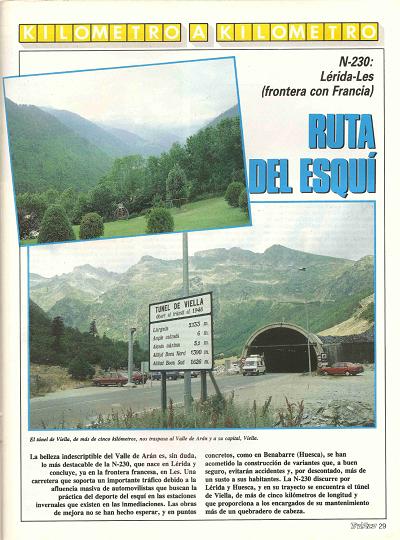 Revista Tr�fico, n� 70 (octubre de 1991). Kil�metro y kil�metro: L�rida-Les (Frontera Francesa) (N-230). Rutas del esqu�