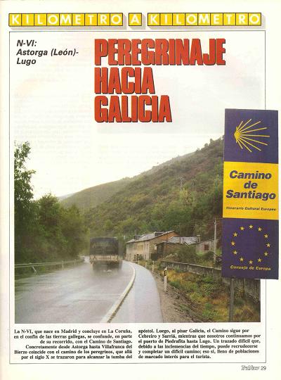 Revista Tr�fico, n� 75 (marzo de 1992). Kil�metro y kil�metro: Astorga-Lugo (N-VI). Peregrinaje hacia Galicia